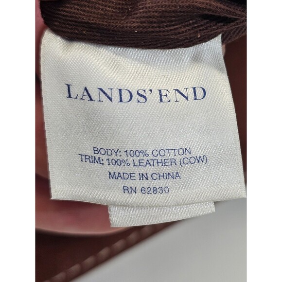 VINTAGE Lands' End XL Off-White Saddle Tote Shoulder Bag Leather Canvas Purse - Picture 11 of 11